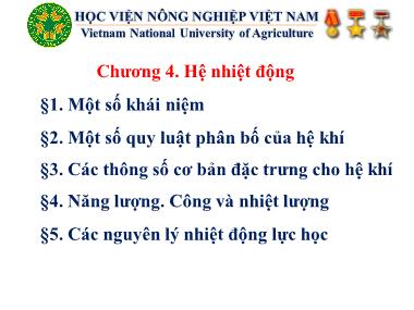 Bài giảng Điện tử vật lý Điện-Quang - Chương 4: Hệ nhiệt động