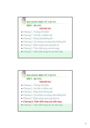 Bài giảng Điện tử vật lý Điện-Quang - Chương 6: Tính chất sóng của ánh sáng