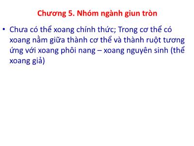 Bài giảng Động vật học - Chương 5: Nhóm ngành giun tròn