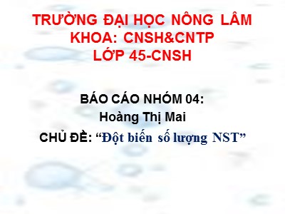 Bài giảng Đột biến số lượng Nhiễm sắc thể (Bản đẹp)