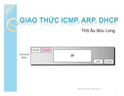 Bài giảng Giao thức ICMP, ARP, DHCP - Âu Bửu Long