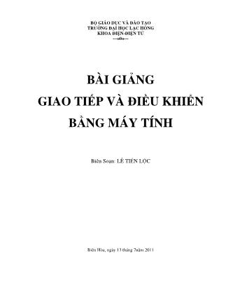 Bài giảng Giao tiếp và điều khiển bằng máy tính - Lê Tiến Lộc