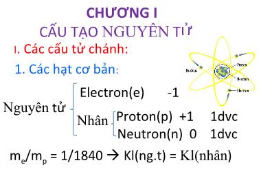 Bài giảng Hóa đại cương - Chương 1 đến Chương 4