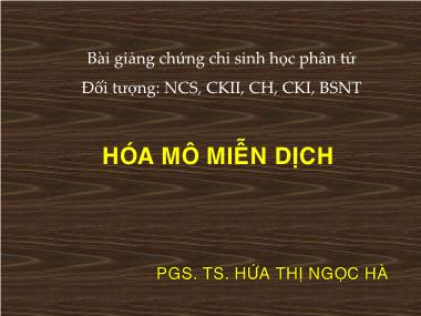 Bài giảng Hóa mô miễn dịch - Hứa Thị Ngọc Hà