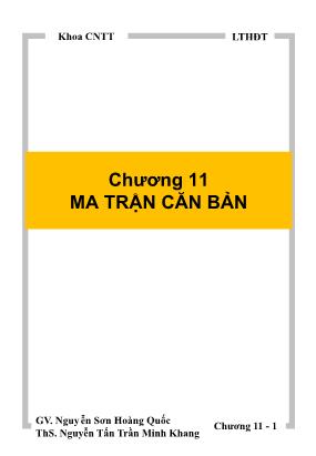 Bài giảng Hướng đối tương - Chương 11: Ma trận căn bản - Nguyễn Sơn Hoàng Quốc