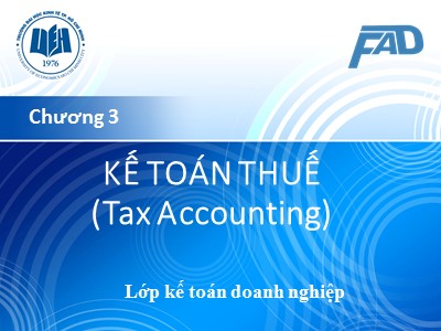 Bài giảng Kế toán tài chính 3 - Chương 3: Kế toán thuế