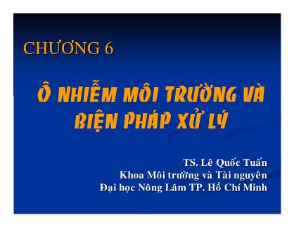 Bài giảng Khoa học môi trường - Chương VI: Ô nhiễm môi trường và biện pháp xử lý - Lê Quốc Tuấn