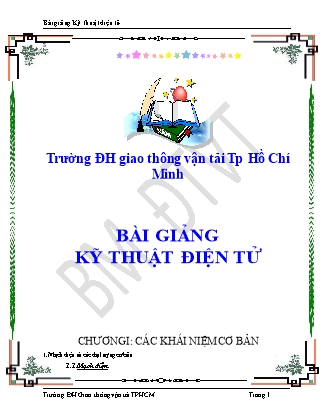 Bài giảng Kĩ thuật điện tử (Bản đẹp)