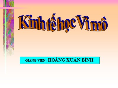 Bài giảng Kinh tế học Vĩ mô - Chương 1: Kinh tế học vi mô và những vấn đề kinh tế cơ bản của doanh nghiệp - Hoàng Xuân Bình