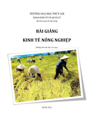 Bài giảng Kinh tế nông nghiệp