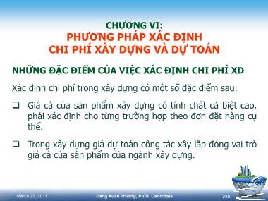 Bài giảng kinh tế xây dựng - Chương 6: Phương pháp xác định chi phí xây dựng và dự toán