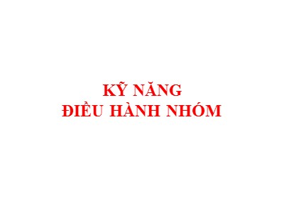 Bài giảng Kỹ năng Điều hành nhóm