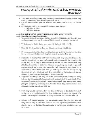 Bài giảng Kỹ thuật xư lý nước thải - Chương 4: Xử lý nước thải bằng sinh học - Lâm Vĩnh Sơn