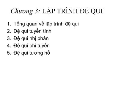 Bài giảng Lập trình đệ quy