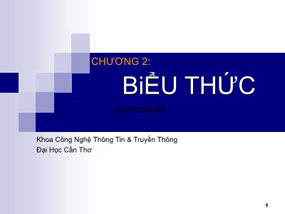 Bài giảng Lập trình hướng đối tượng C++ - Chương 2: Biểu thức (Expression)