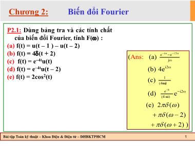 Bài giảng Lý thuyết Toán - Chương 2: Biến đổi Fourier