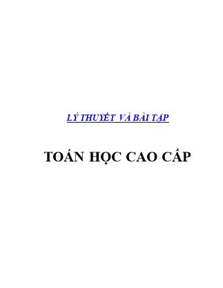 Bài giảng Lý thuyết và bài tập toán học cao cấp