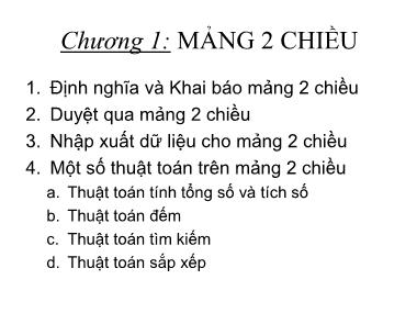 Bài giảng Mảng 2 chiều