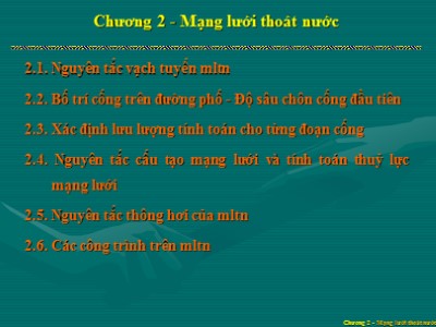 Bài giảng Mạng lưới thoát nước