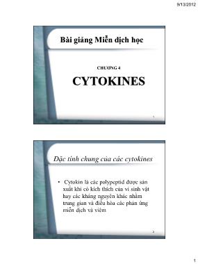 Bài giảng Miễn dịch học - Chương 4: Cytokines