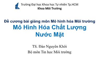 Bài giảng Mô hình Hóa môi trường - Chương 0: Giới thiệu - Đào Nguyên Khôi