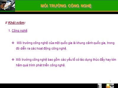 Bài giảng Môi trường công nghệ