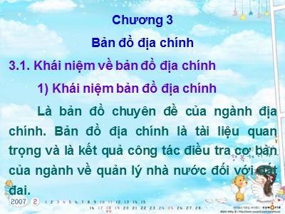 Bài giảng môn địa chất công trình - Chương 3: Bản đồ địa chính