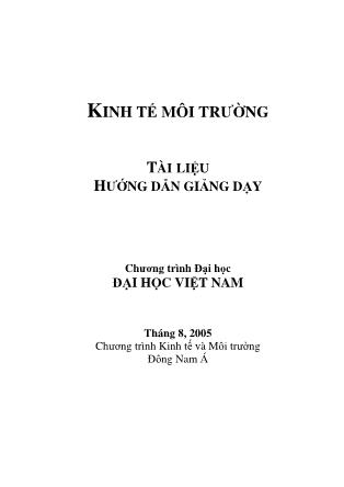 Bài giảng môn học Kinh tế môi trường