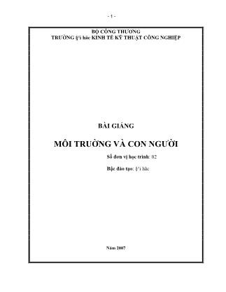 Bài giảng môn học Môi trường và con người