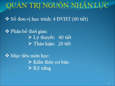 Bài giảng môn học Quản trị nguồn nhân lực