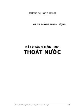 Bài giảng Môn học Thoát nước - Dương Thanh Lượng