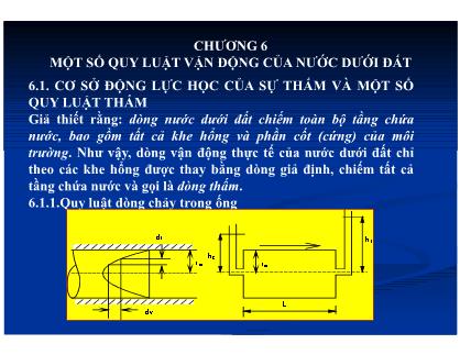 Bài giảng Một số quy luật vận động của nước dưới đất