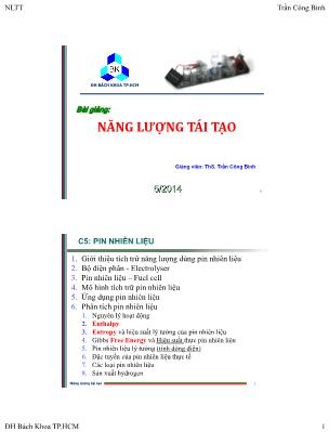 Bài giảng Năng lượng tái tạo - Chương 5: Pin nhiên liệu - Trần Công Bình