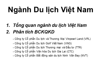 Bài giảng Ngành du lịch Việt Nam