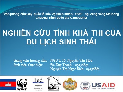 Bài giảng Nghiên cứu tính khả thi của du lịch sinh thái - Nguyễn Văn Hóa