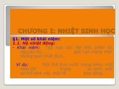 Bài giảng Nhiệt sinh học