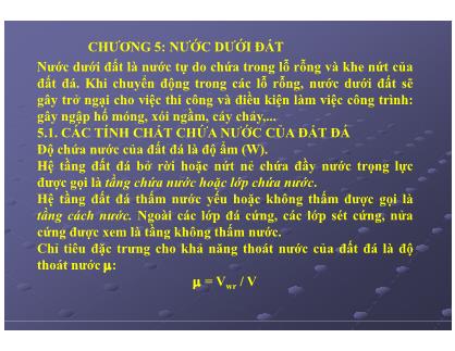 Bài giảng Nước dưới đất (Chuẩn kiến thức)