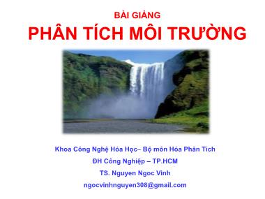 Bài giảng Phân tích môi trường - Chương 3+4