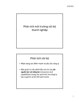 Bài giảng Phân tích môi trường nội bộ doanh nghiệp