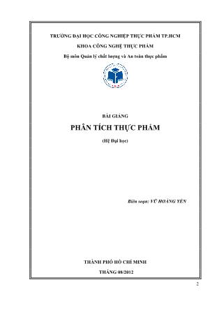 Bài giảng Phân tích thực phẩm - Vũ Hoàng Yên