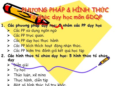 Bài giảng Phương pháp & hình thức-Tổ chức dạy học môn Giáo dục quốc phòng