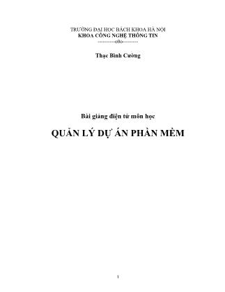 Bài giảng Quản lý dự án Phần Mềm - Thạc Bình Cường