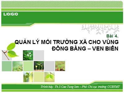 Bài giảng Quản lý môi trường xã cho vùng đồng bằng-Ven biển - Cao Tung Sơn
