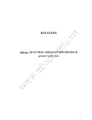 Bài giảng Quan trắc-Khảo sát môi trường 2