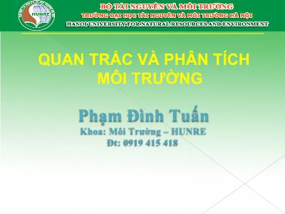 Bài giảng Quan trắc và phân tích môi trường - Phạm Đình Tuấn