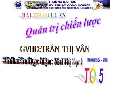 Bài giảng Quản trị chiến lược - Trần Thị Vân