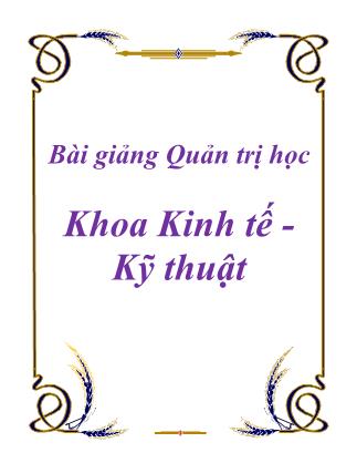 Bài giảng Quản trị học - Võ Thiện Chín