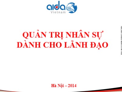 Bài giảng Quản trị nhân sự dành cho lãnh đạo