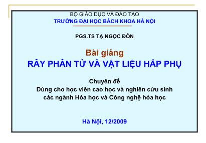 Bài giảng Rây phân tử và vật liệu hấp thụ