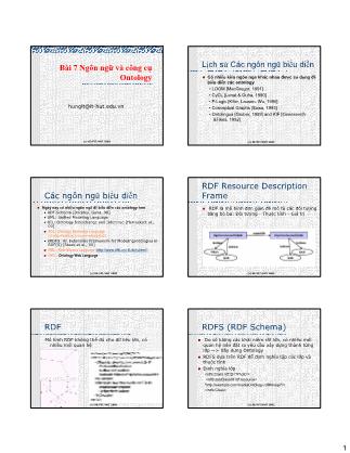 Bài giảng Tác tử - Bài 7: Ngôn ngữ và công cụ Ontology